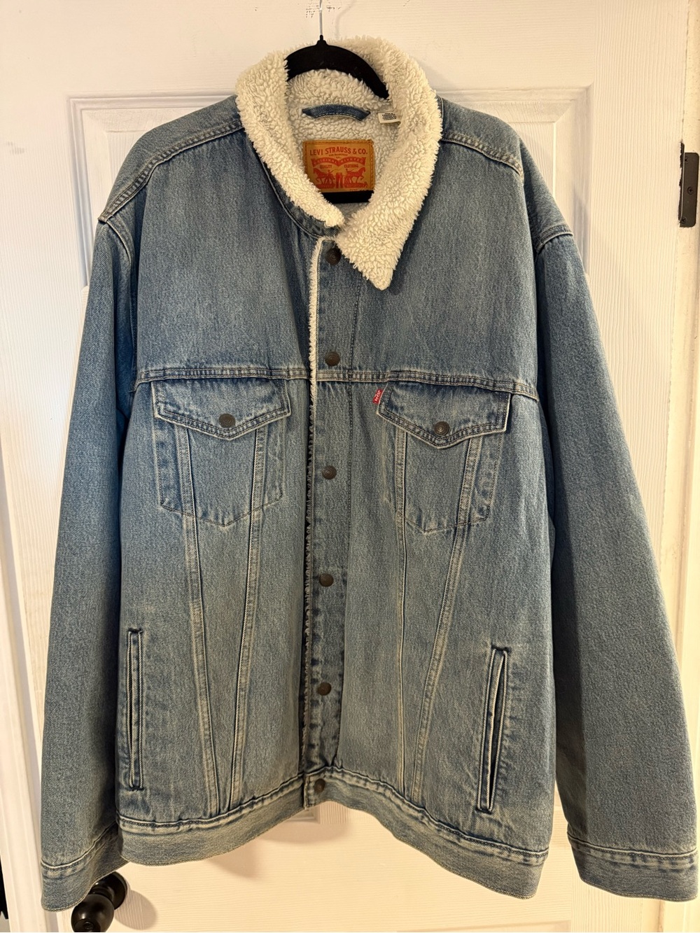 Levi's Light Blue Denim Jacket with Cream Sherpa Collar